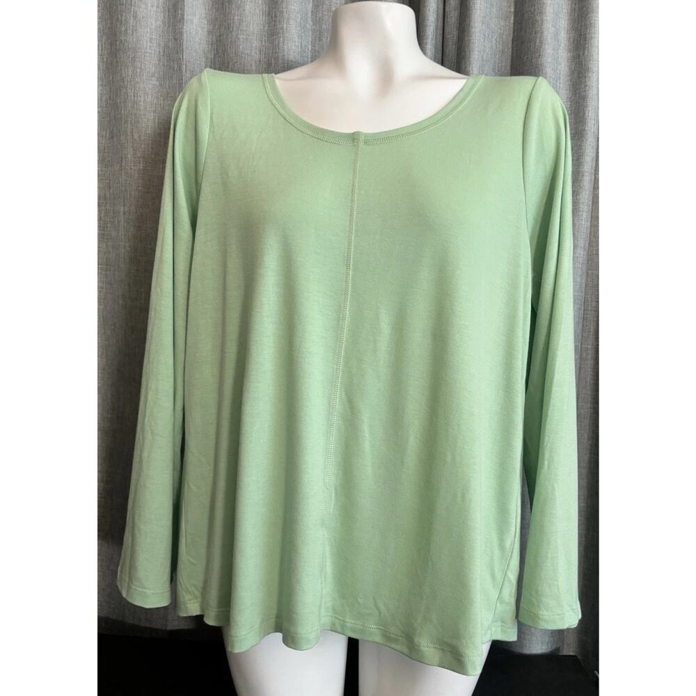 DG2 by Diane Gilman Women's Reversible Flare Sleeve Top Light Green Size Medium